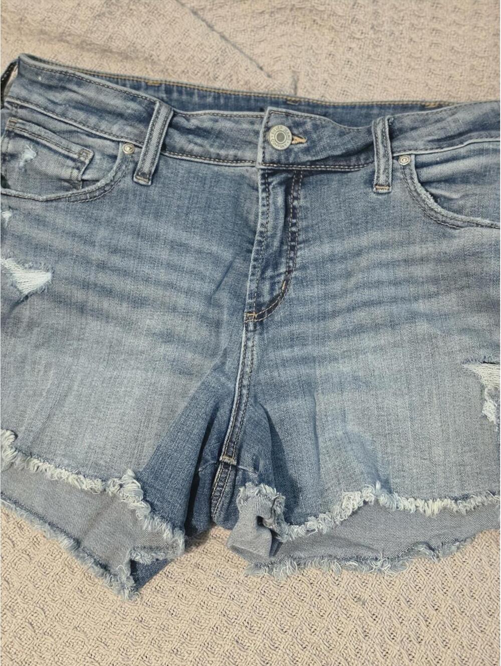 Silver Jeans Light Blue Distressed Denim Cutoff Shorts